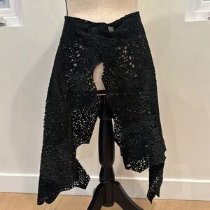 Rosa Cha cow fur leather lace over skirt wrap around